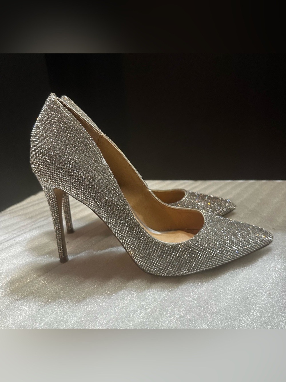 Steve Madden Silver Crystal Pointed-Toe Stiletto Pumps